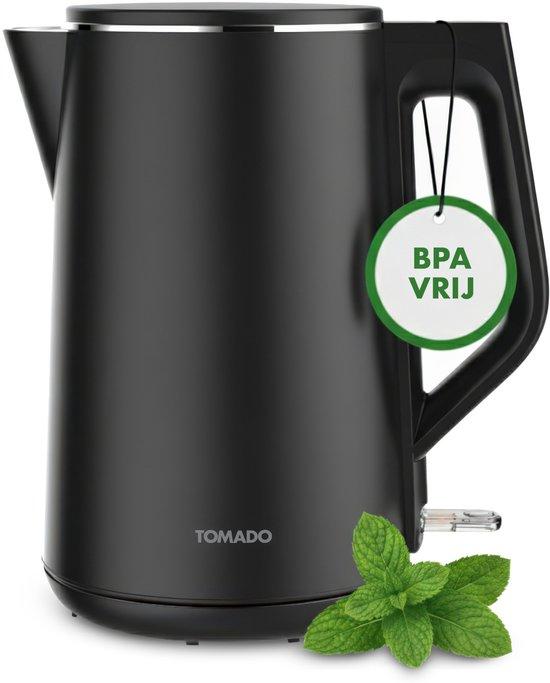 Tomado TWK1708B - Waterkoker - 1,5 liter - Dubbelwandig - 2200 watt - BPA vrij - Matzwart