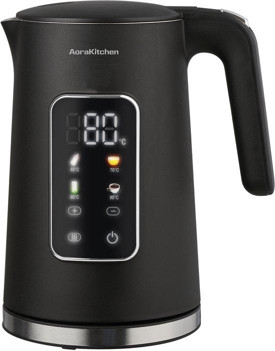 AoraKitchen Waterkoker - LED Touchscreen - Instelbare Temperatuurregeling - Waterkokers - 1.7L - Elektrisch - Cool Touch - Zwart